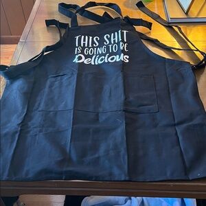 Set of 2 “witty” kitchen aprons. Black. Front pocket